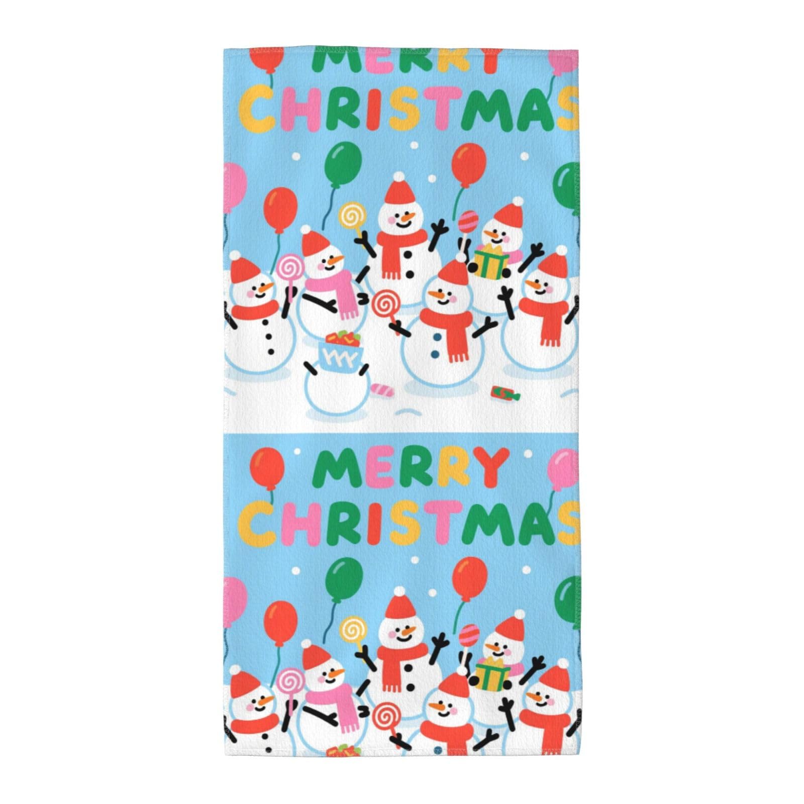 FekiLoot Absorbent Hand Towels 12"X24" Decorative Bathroom Towel Soft Microfiber Face Towel Christmas Snowman Candy Dish Kitchen Towels for Bathroom Kitchen Hotel Spa Bath Towels