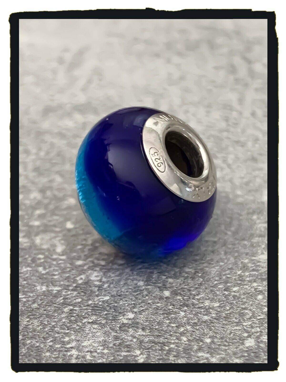 Braccialetto con 3 perle in vetro di Murano autentico e argento 925 rodiato, 18 cm, Argento sterling