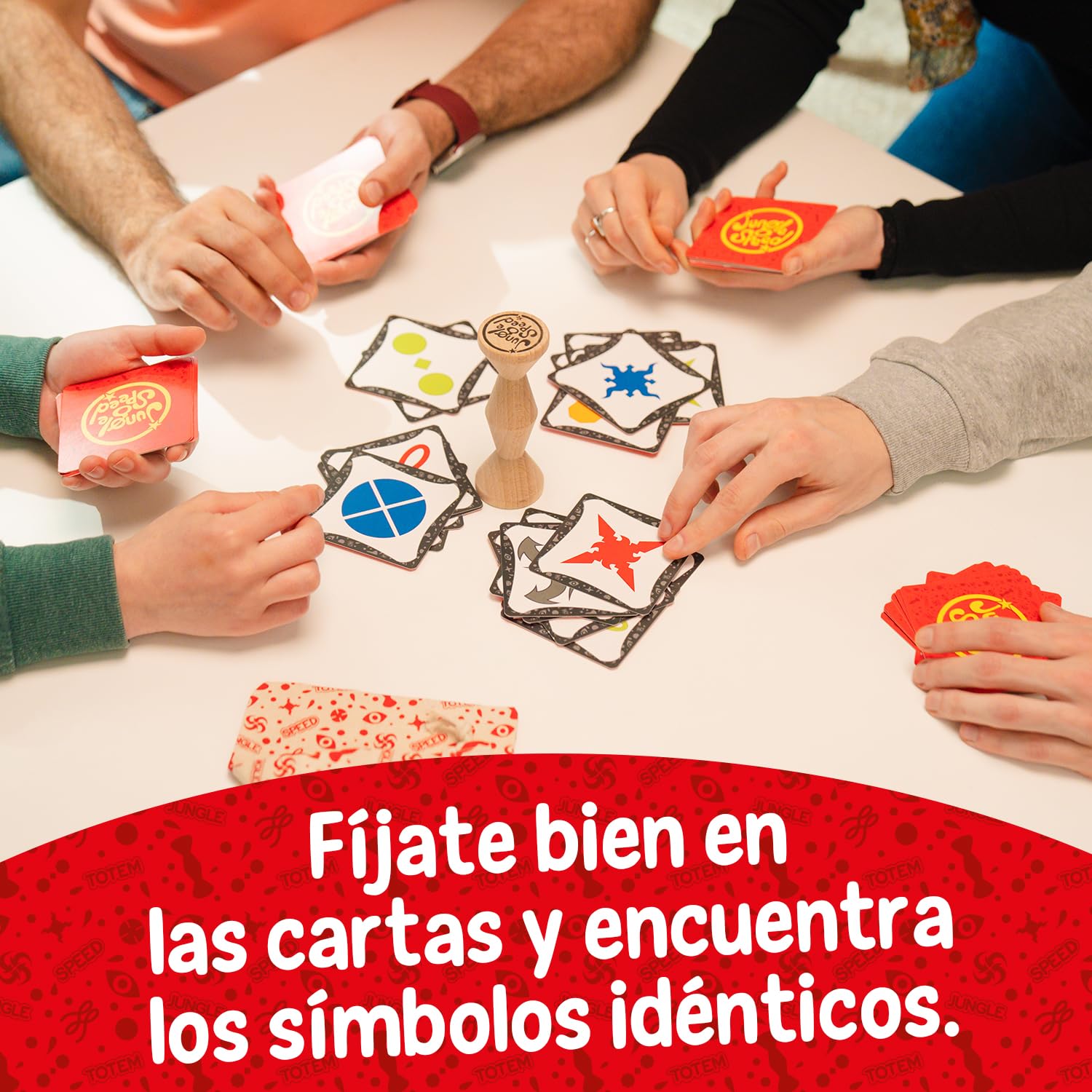 Asmodee Jungle Speed Juego de Cartas, Juego de Mesa Divertido para Amigos y Familia, A Partir de 7 Años, De 2 a 10 Jugadores, 10 Minutos por Partida, En Español y Portugués