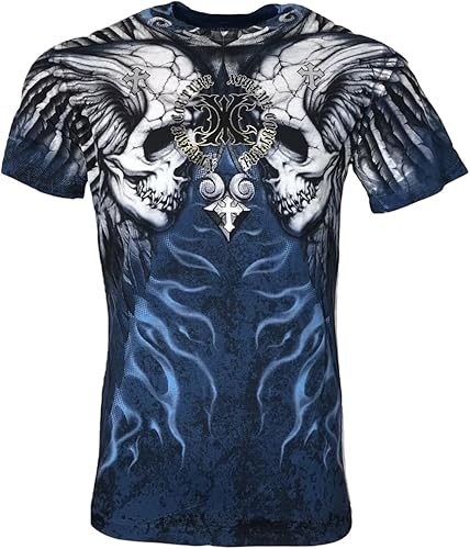 Xtreme Couture by Affliction - Camiseta para hombre con diseño de cruz silenciosa, Azul