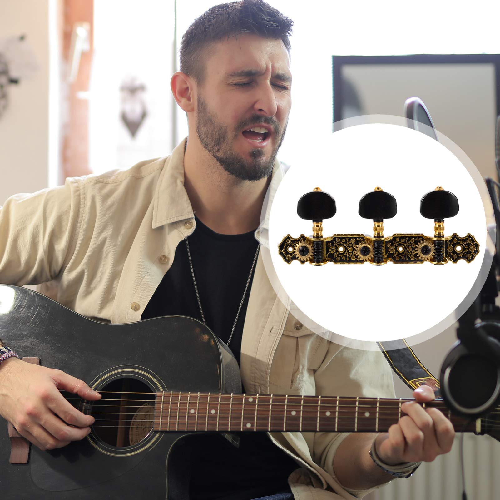 ifundom 2paare Klassische Gitarren-stimmmechaniken Einstellbare Tuning-pegs Langlebige Gitarren-tuner Mit Retro-muster Für Akustische Gitarre
