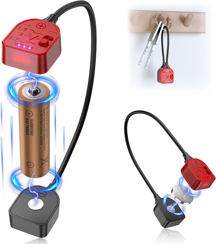 JJC Magnetic Battery Tester for AA AAA LR44 LR41 LR43 CR2032 CR2025 CR1632 CR2450 CR1616 18650 14500 16340 C D, Universal Battery Checker for 1.5V 3V and 3.7V Button Cell Batteries Household Batteries