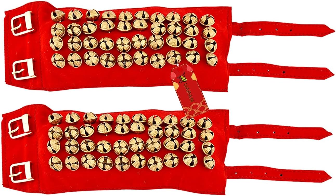 UAPAN 4 line Ankle Bells Velvet Pad for Classical Bharatanatyam Kathak Dance with Adjustable Strap(Red)