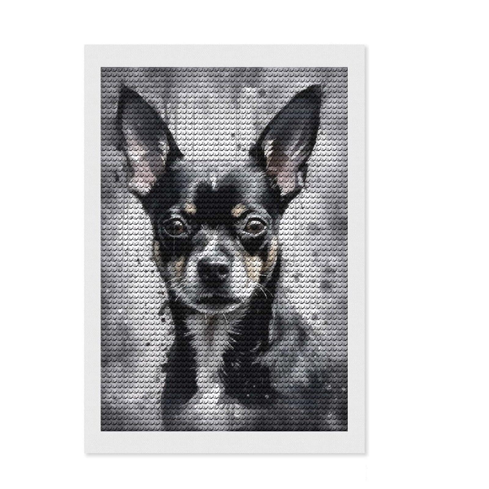 Junmoney Charming Chihuahua Dog Crystal Diamond Art Kit 8"x12", Christmas Gift, Easy to Enjoy, Boho Decor, DIY Craft, Leisure Activity