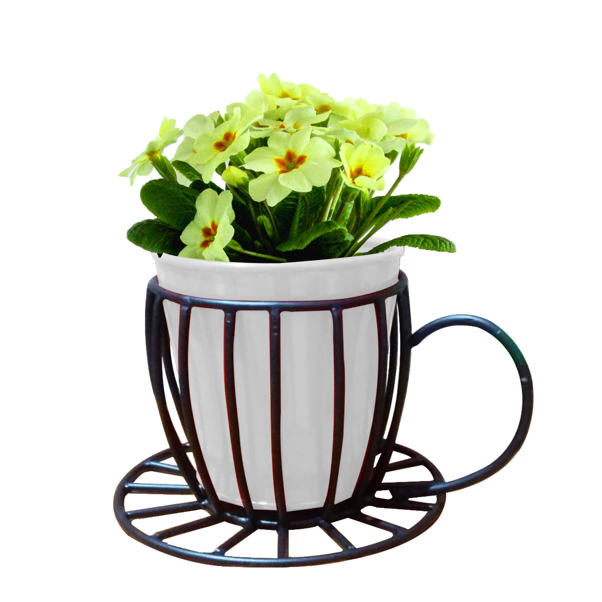TrustBasket Coffee Cup Table Top Pot with Holder - White | Flower Planter for Home, Office, Living Room, Balcony, Garden Decoration, Best for Indoor Plantation (B07N751TVR) Amazon Price History, Amazon Price Tracker