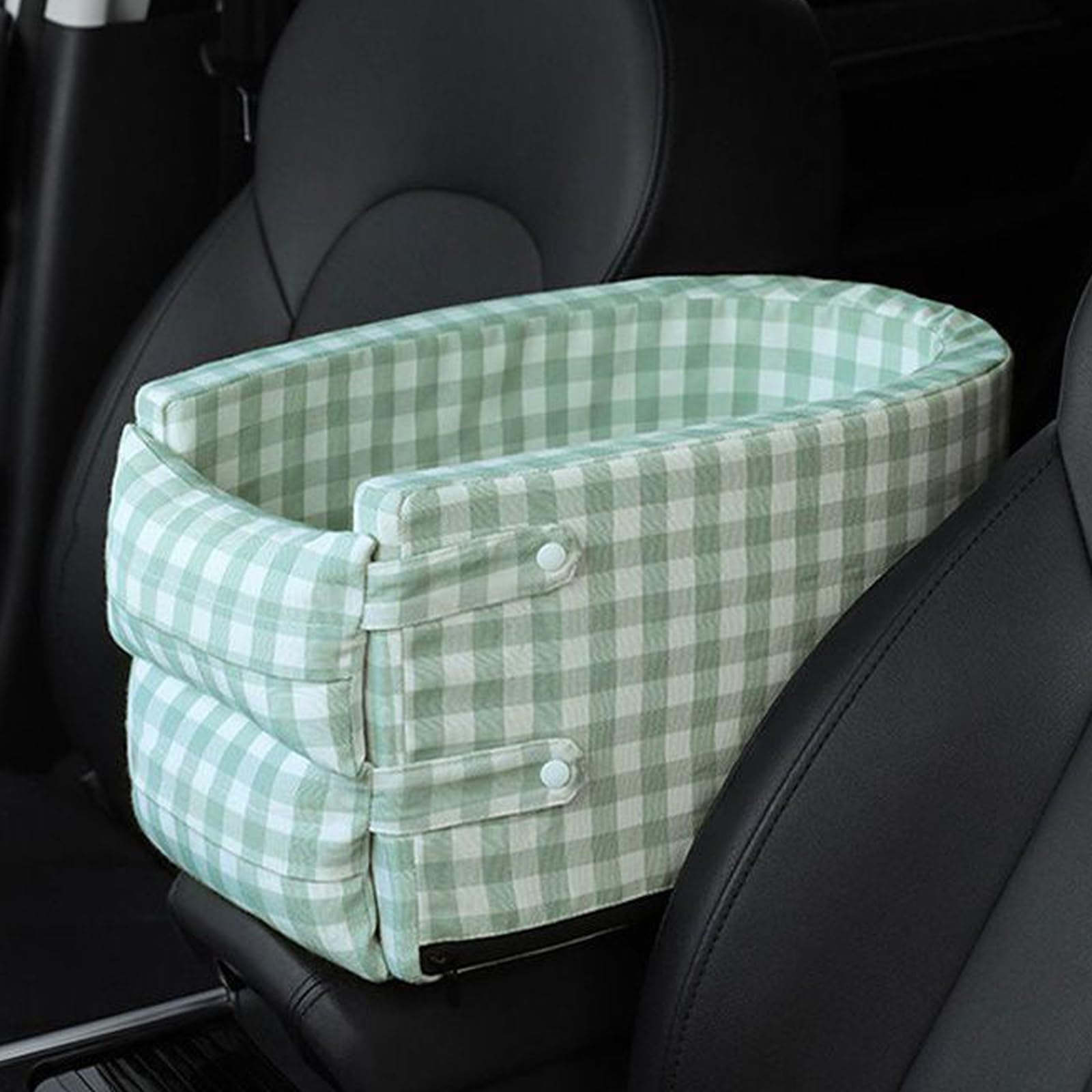 Consolle Centrale Seggiolino Auto per Cani Gatti Seggiolino Auto per Braccioli per Animali Domestici Lavabile e Staccabile con Corda di Sicurezza per Viaggi,in Uscita,Small Grid Green
