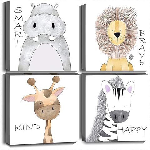 Oreichar Art Kids Wall Art Inspirational Quotes Canvas Print Safari Animals Painting Picture for Nursery Baby Children's Room Bedroom Decoration (12