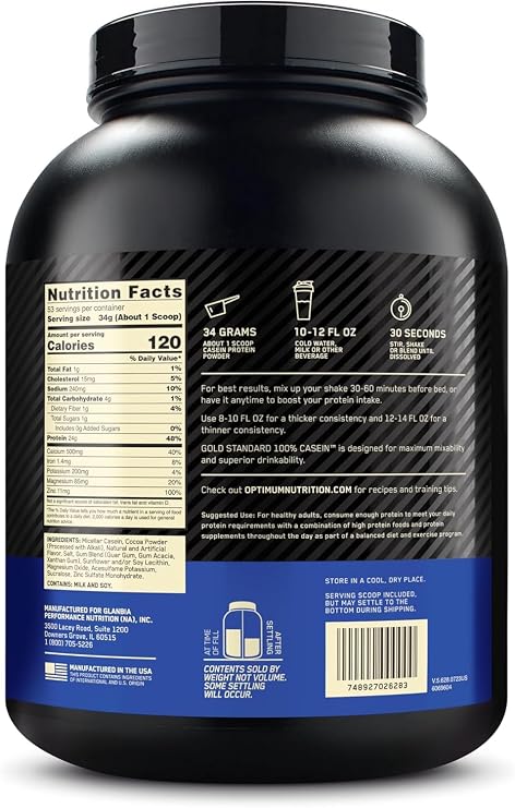 Optimum Nutrition Gold Standard 100% Micellar Casein Protein Powder