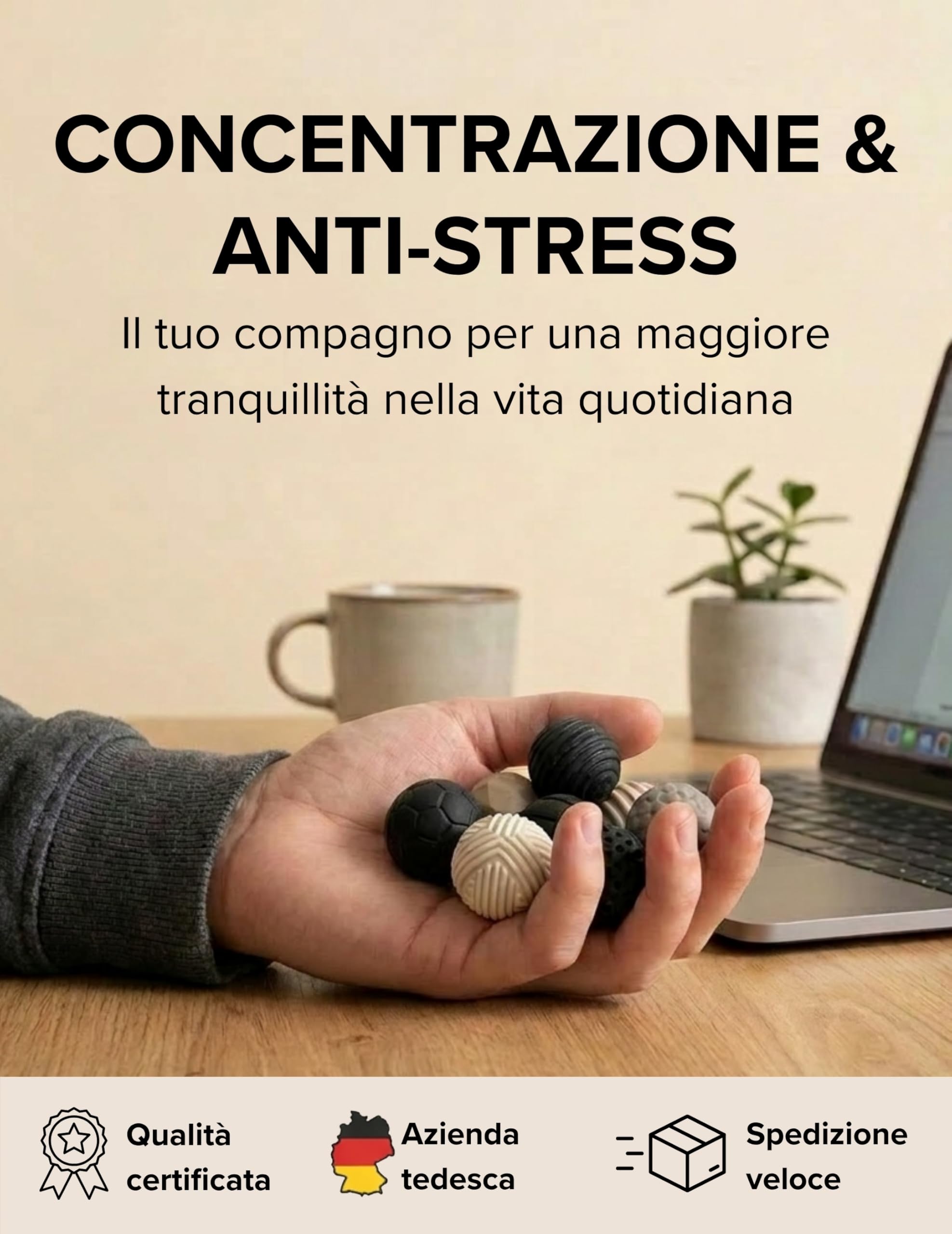 Magnetic Fidget Toys - Giocattolo antistress con sfere magnetiche - Focus Dots per ridurre lo stress e migliorare la concentrazione (Nero-Grigio) - 3