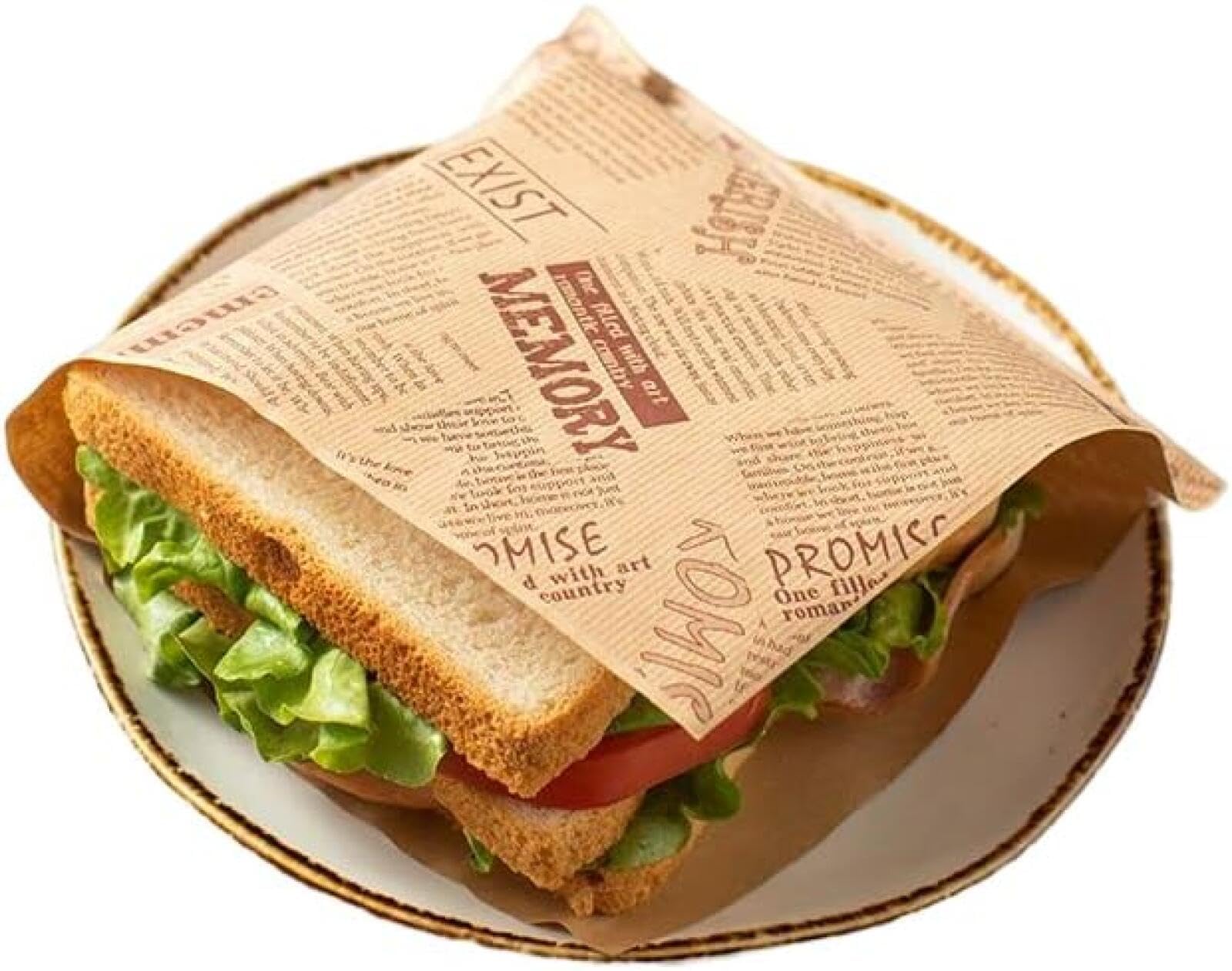 YQbest 100PCS Laminated Paper Sandwich Bags, Food Grade Grease Resistant Laminated Paper Bag, Double Open Bags for Bakery Cookies, Treats, Snacks, Sandwiches