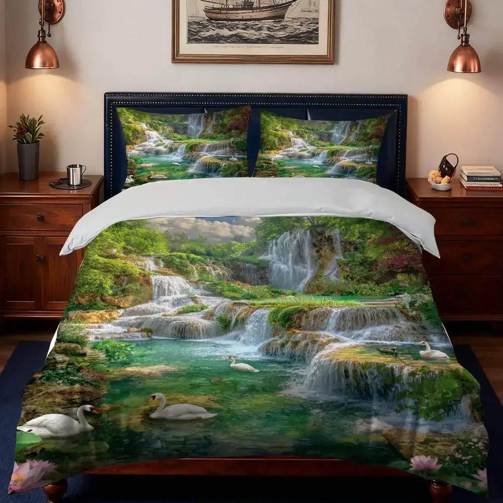 Parure de lit tropicale 135x200 cm avec housse de couette et deux taies