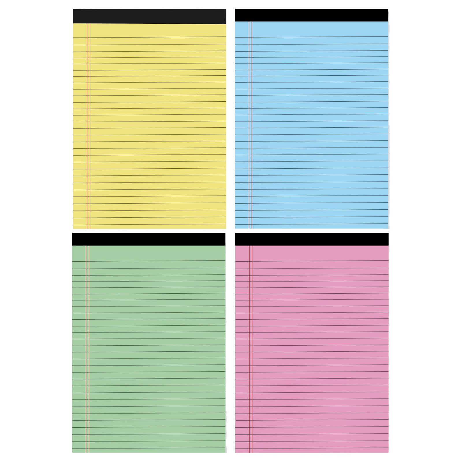 DOITOOL 4 szt. kolorowych bloczków prawnych, notesy w szerokie linie, 8,4