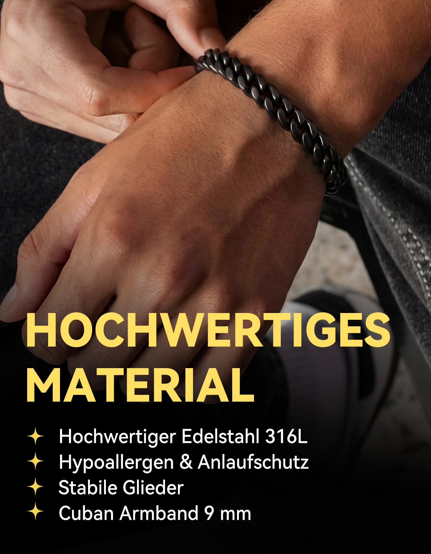 ChainsHouse Armband Herren Edelstahl Panzerarmband für Herren & Damen Silber/Schwarz/Gold 5/7/9/12MM 19/21/23CM