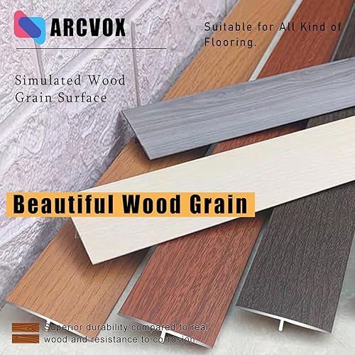 Miniatura 3 de T-Molding - Tiras de transición de imitación de madera, umbral de puerta plana de alfombra a azulejo, borde de umbral autoadhesivo, tira de suelo de