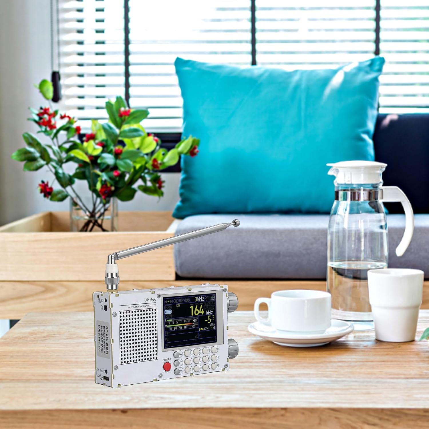 Eujgoov Full Band Radio DP666 White, Shortwave AM FM SW LW Portable Handheld Band for Travel Camping Climbing