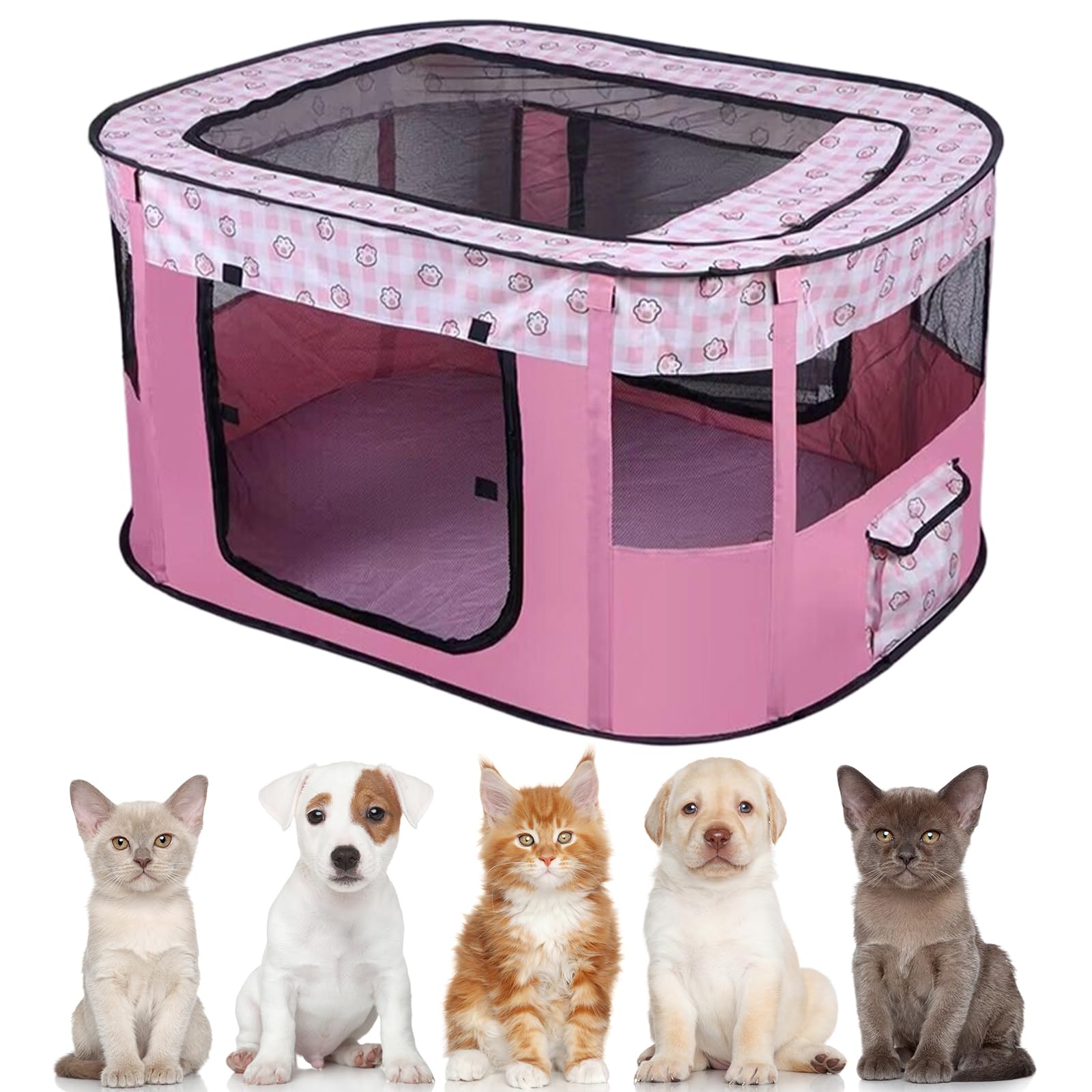 EUBSWA Recinto per cuccioli, 110x85x58cm Recinto per animali domestici per cani, gatti, conigli e piccoli animali per interni ed esterni