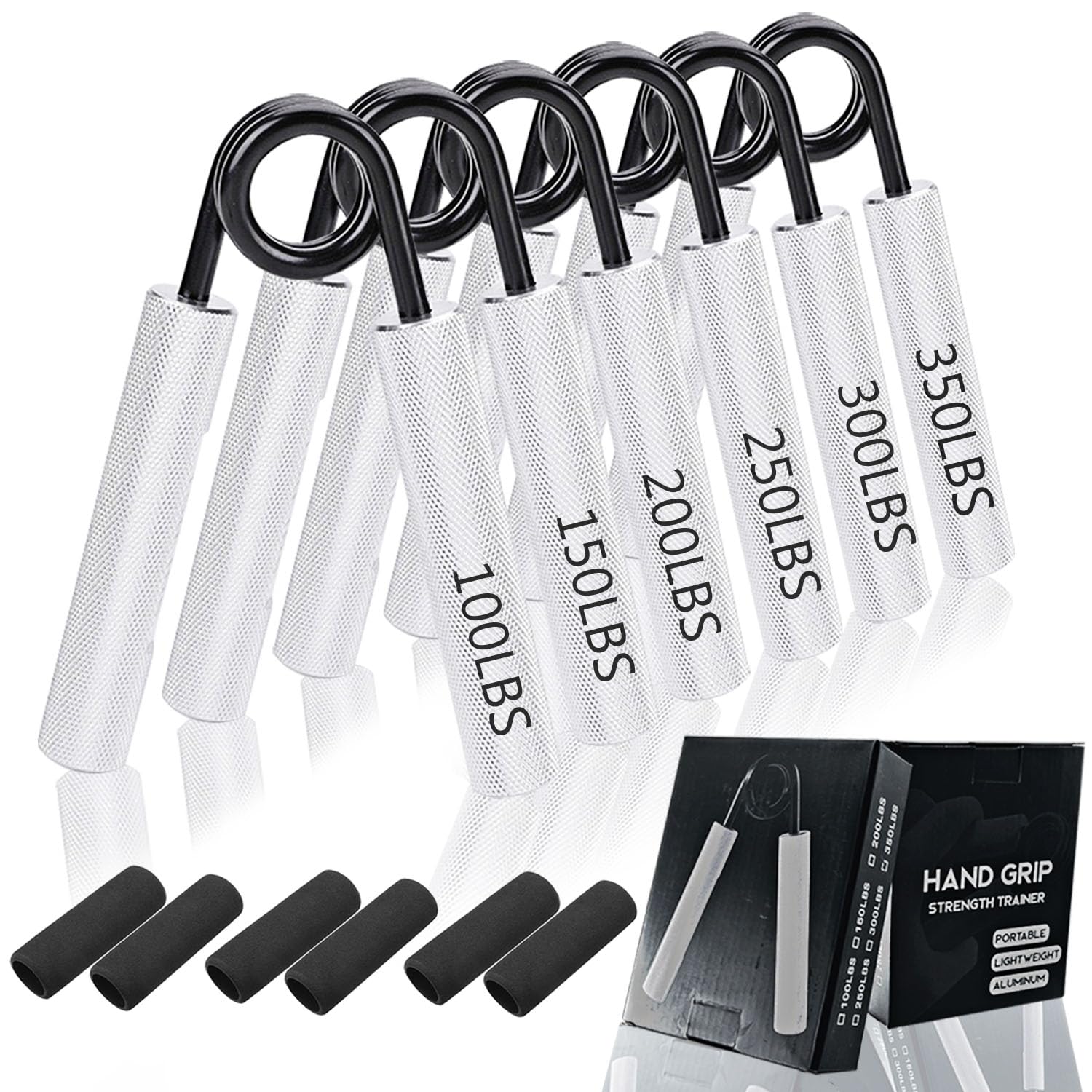 Cholung Metal Grip Trainer Set for Finger, Forearm & Hand Exerciser, Strengthener, Non-Slip, Grip Trainer - 100LB-350LB 6 Pack