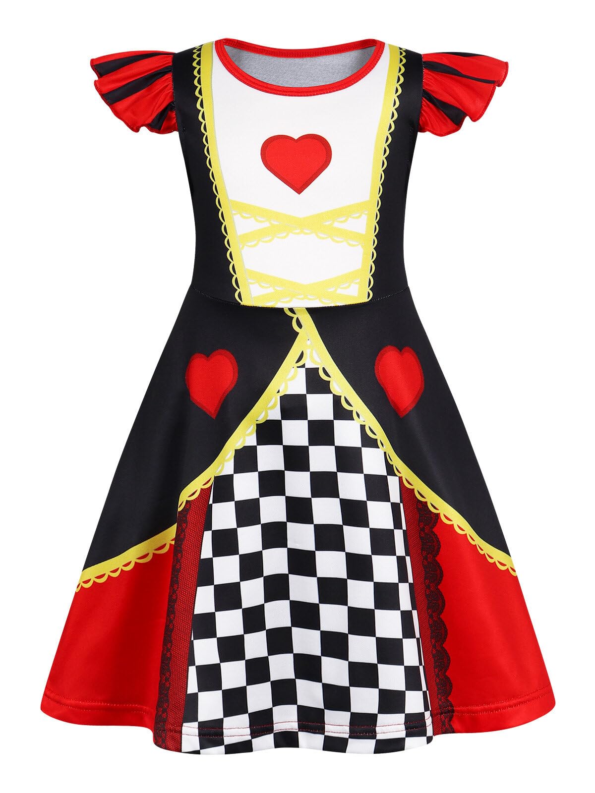 Berich Red Dress for Girls World Book Day Costumes Kids Halloween Christmas Party Outfit Wonderland Princess Costume Girls Wonderland Dress 2-3 Years(Red,110)