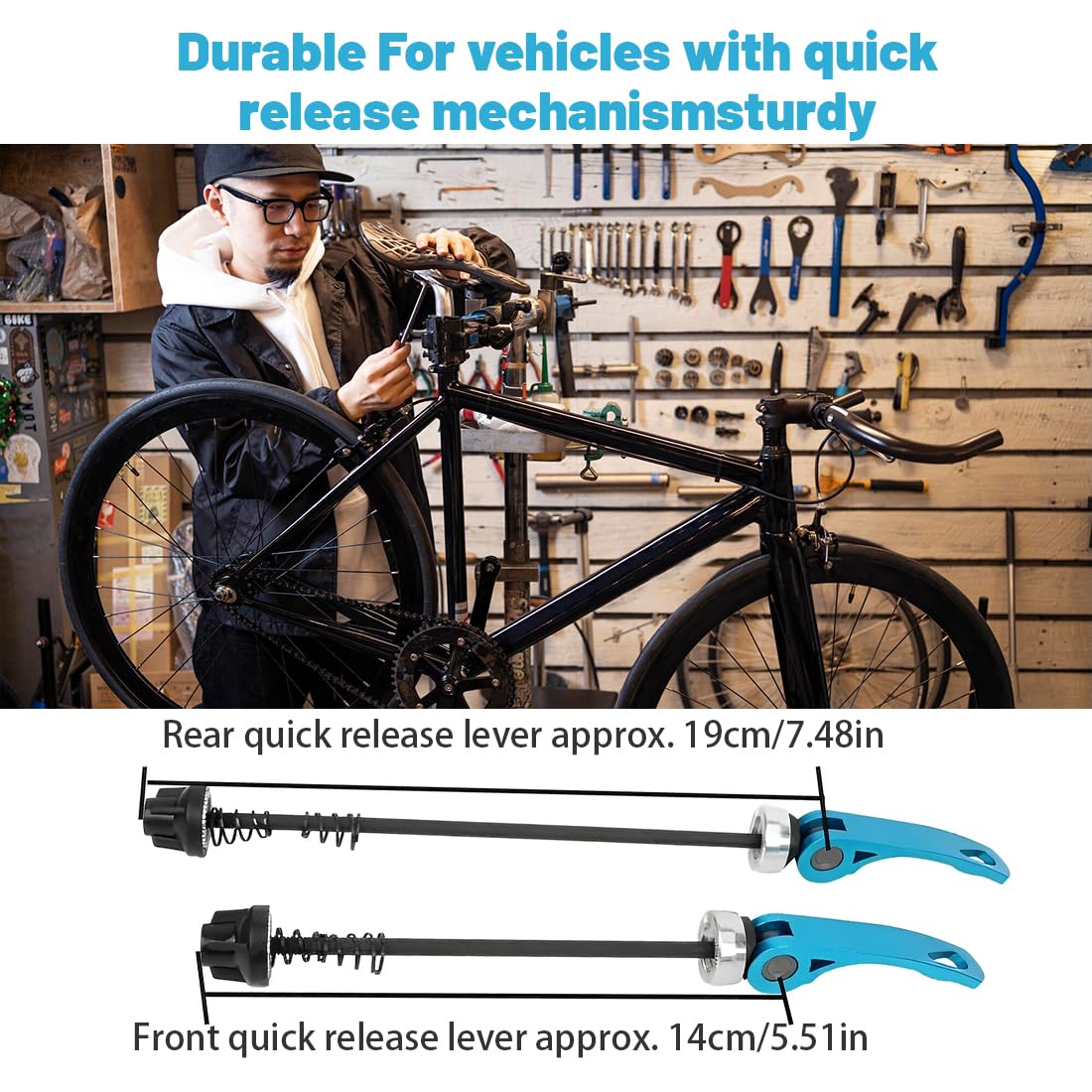 2 Pezzi Sganci Rapidi in Lega per Bici, Spiedini Bici in Lega di Alluminio,Bicicletta Mozzo Ruota Spiedini Set, per Bicicletta Mozzo Ruota Anteriore 115mm e Posteriore 150mm
