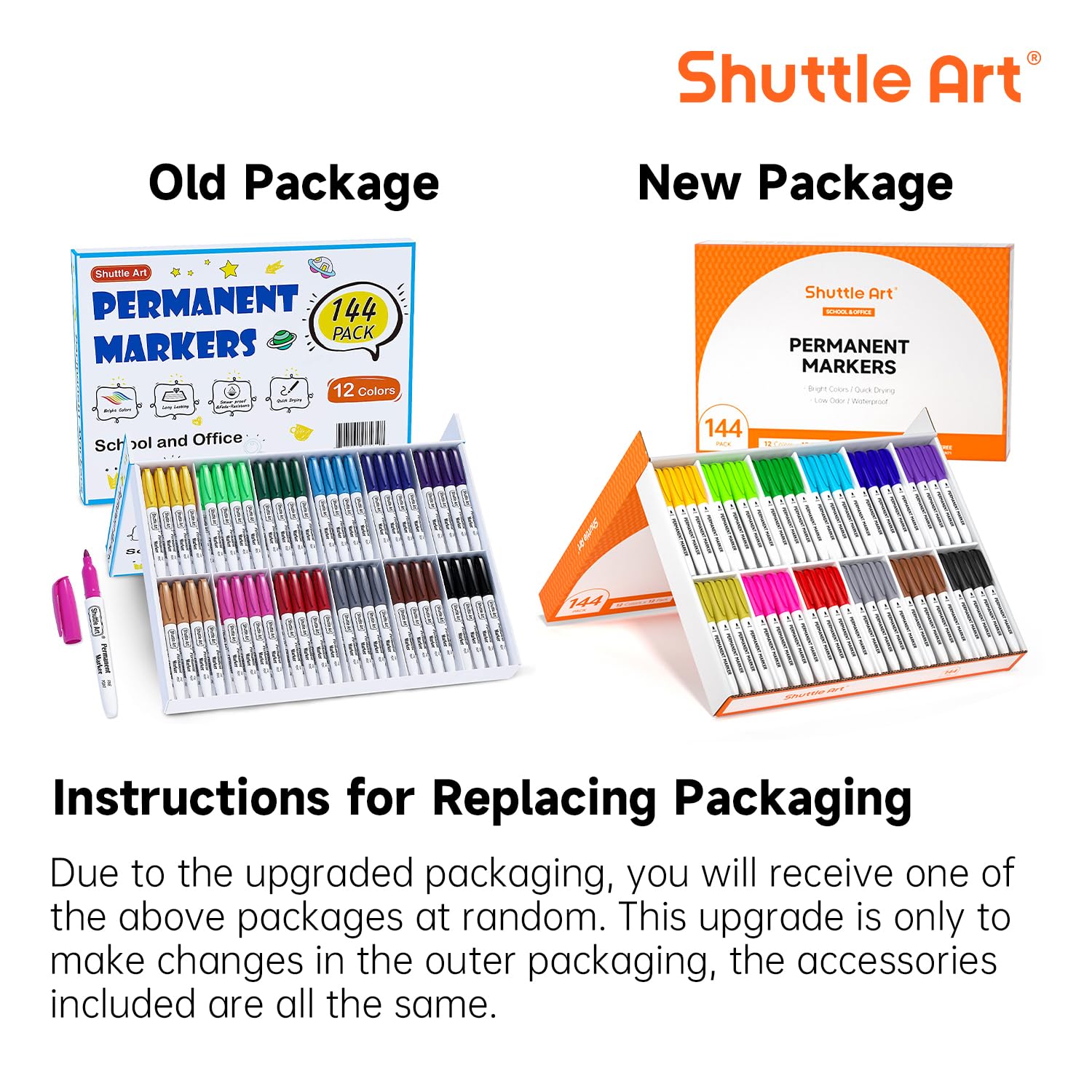 144-Pack Fine Tip Permanent Markers - Black Ink Markers For Plastic, Wood, Metal & Glass Surfaces