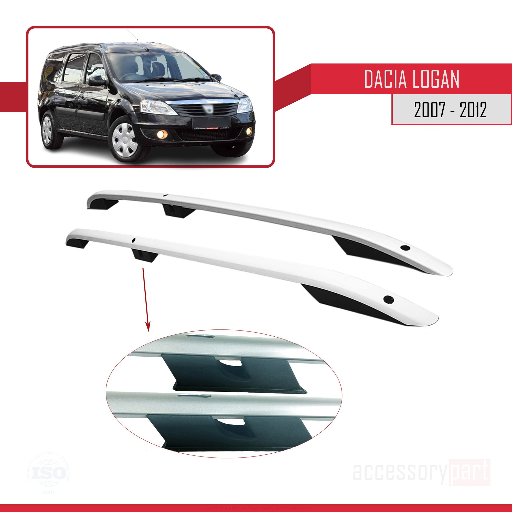 Kompatibel mit Dacia Logan 2 MCV (K52) 2007-2012 (Kurzer Radstand L1/H1) Dachreling Dachträger Gepäckträger Grau