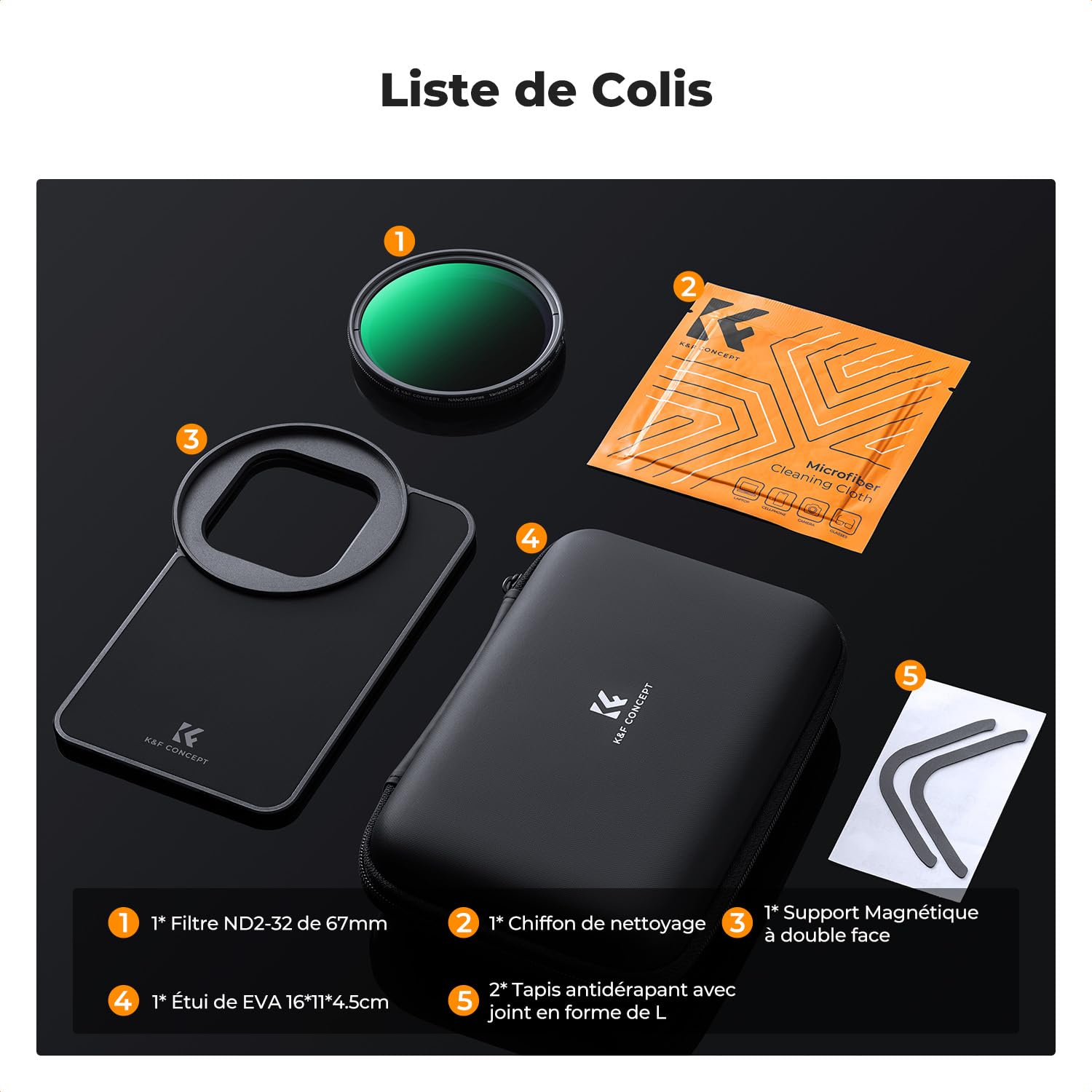 K&F CONCEPT 6.7" Support Magnétique et Filtre Variable ND2-32 et Accessoire Compatible avec 67mm Filtre et iPhone Système Magsafe, Compatible avec 16/15/14/13/12 Pro Max, 16/15/14 Plus