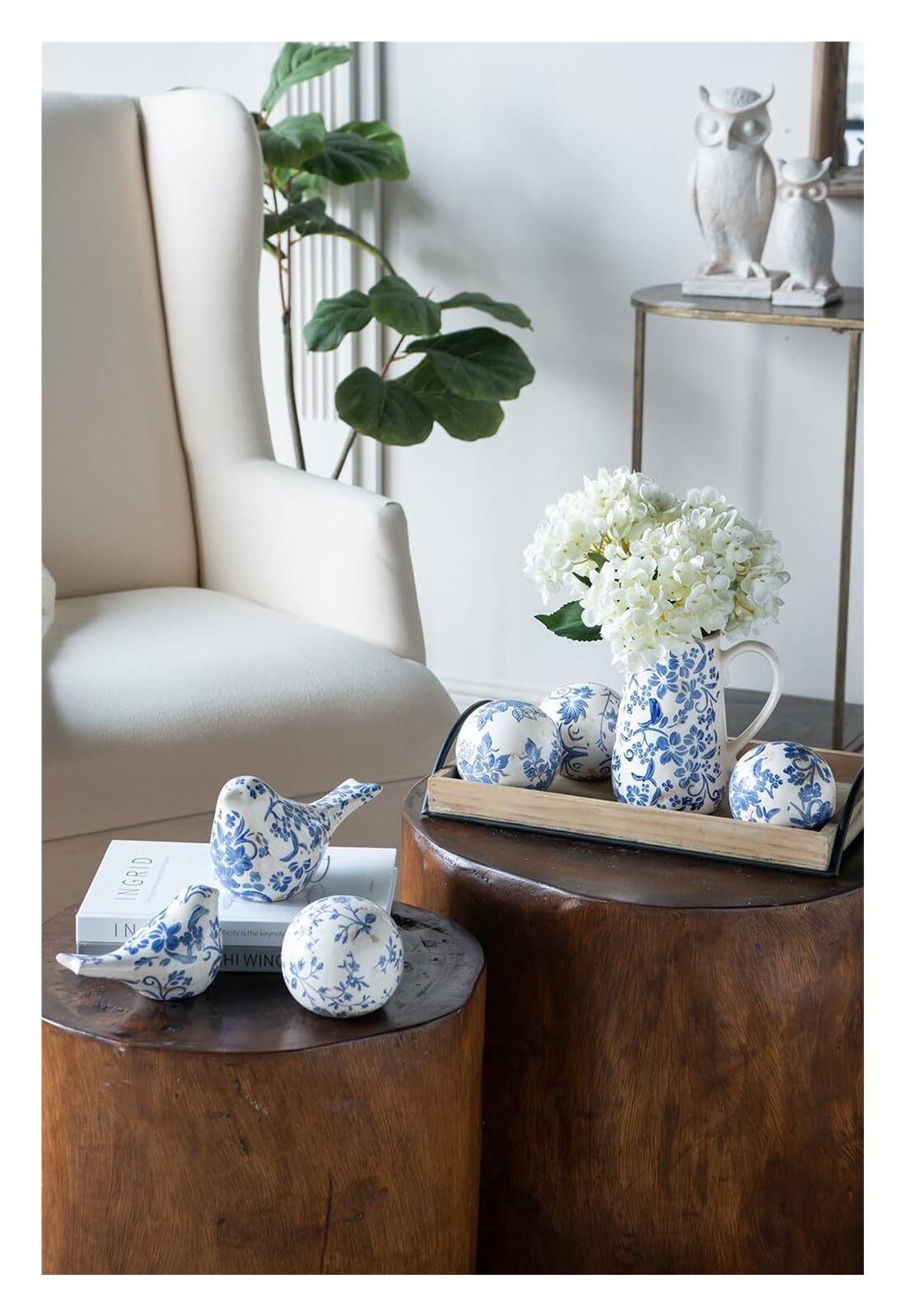 Eingangsbereich-Deko Blaue und weiße Keramikvase, Krug mit Griff, dekorative Blume for die Dekoration Einzigartige Geschenke fürs Zuhause