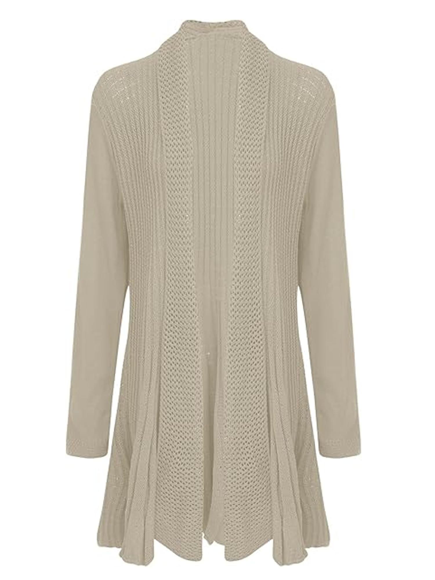 shelikes Womens Knitted Cardigan Long Full Sleeve Knitwear Cardigans Classic Solid Sweater Jacket Coat Stone