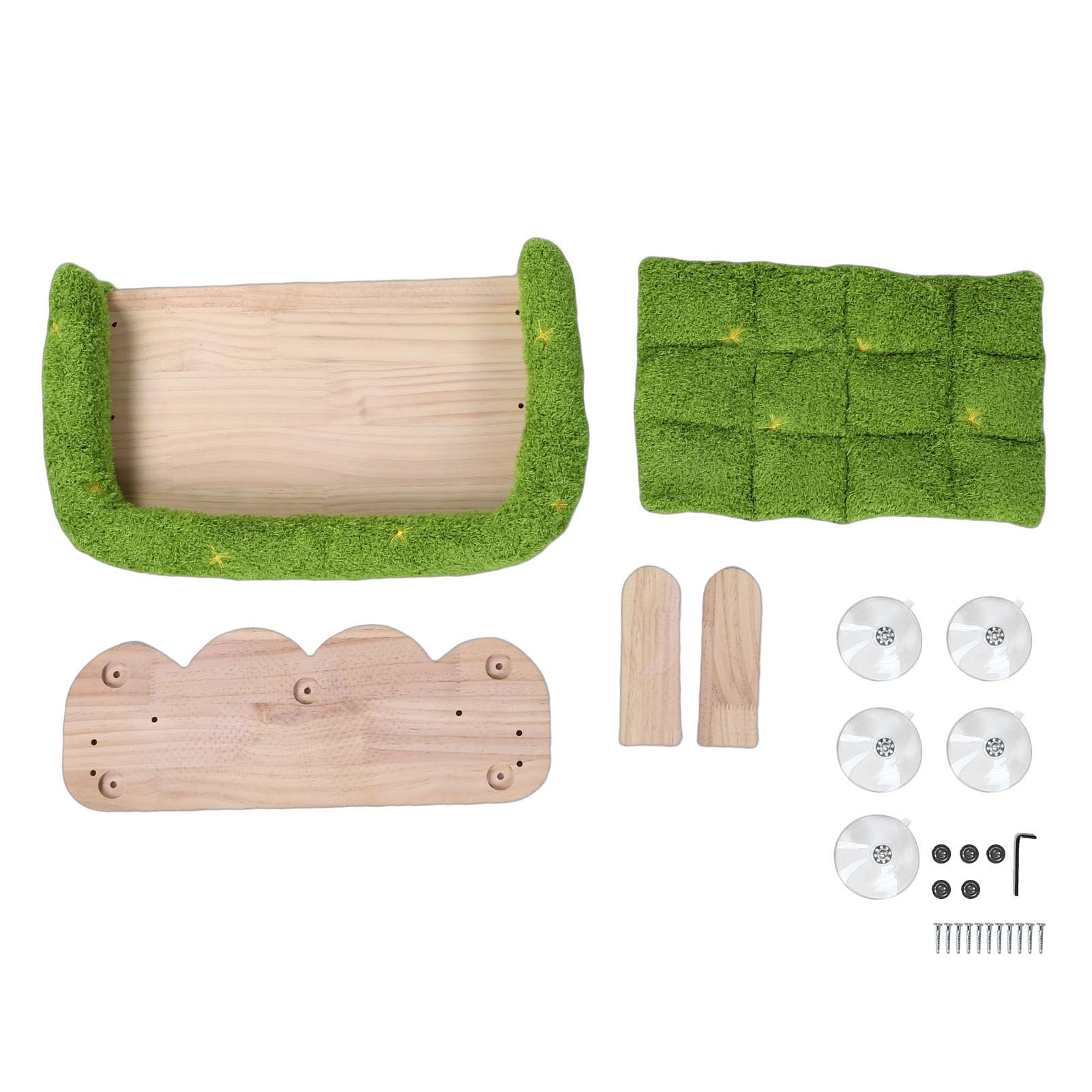 Finestra per Gatti Amaca a Ventosa Design Space Letto a Parete in Peluche in Legno per la Casa, con Robusta Struttura in Legno Massello, Adatto a Piccole Zone Soggiorno, su