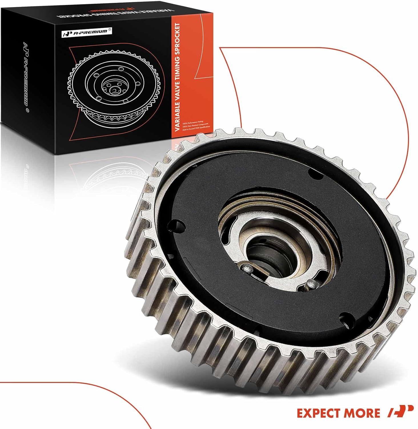 A-Premium Intake Engine Variable Valve Timing (VVT) Sprocket Gear Camshaft Adjuster Phaser Compatible with Ford Fiesta 2014-2017, EcoSport 2018-2021, 1.0L