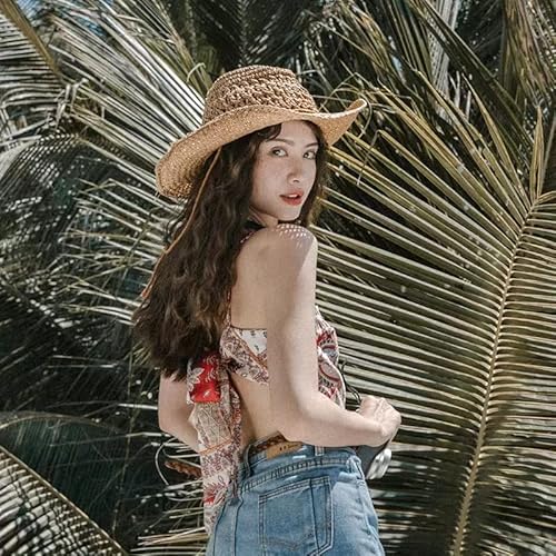 Wide Brim Straw Hat For Women/Kids Summer Beach Sun Hat Foldable Western Cowboy Hat Breathable Straw Hat Roll Up Sun Cap #TOP5