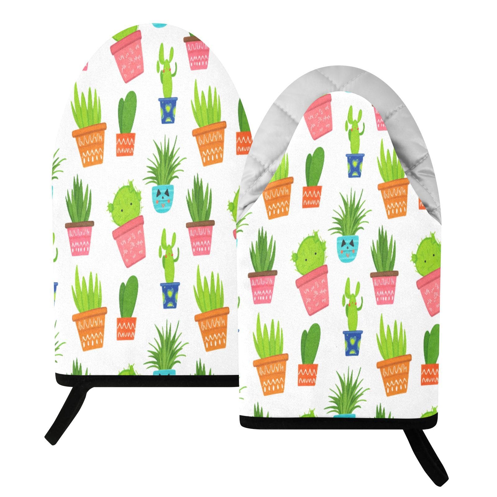 BURSTDDY Cactus Oven Mitt,Heat Resistant Kitchen Mitts for Cooking