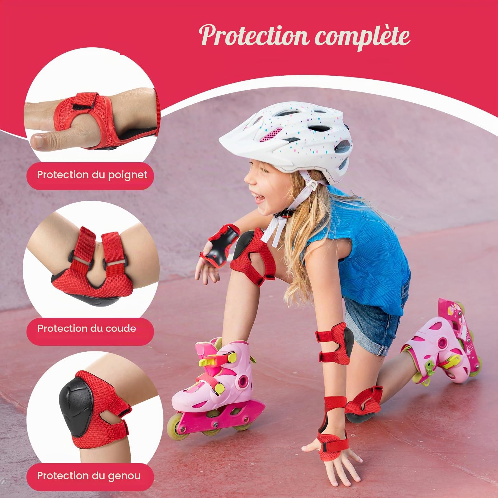 CKE Genouillères enfants de 3 à 8 ans protection roller enfant protection velo genouillères et coudières ensemble d'équipements de protection pour le skateboard, le cyclisme