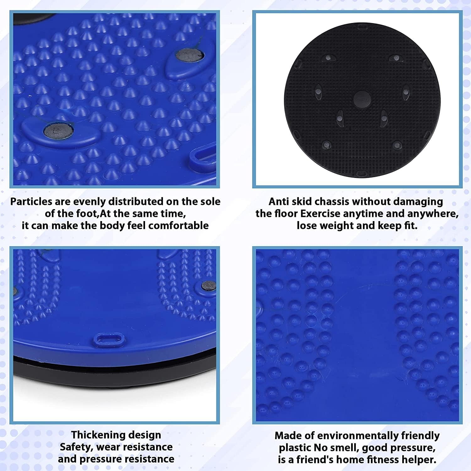 GRYPP Waist Twisting Exercise Disc with Pressure Points, Acupressure Foot Reflexology Chart, Blue and Black 4