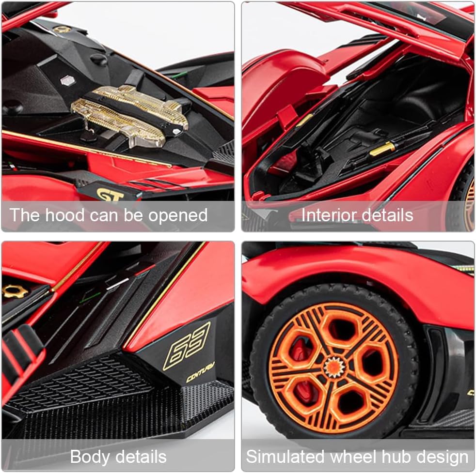 Image of Invite Enterprise Diecast Toy Car Lambo V12 Sports Car Model,Zinc Alloy Simulation Casting Pull Back Vehicles,1:32 Scale Mini Electronic Supercar Toys with Lights and Music for Toddlers Kids