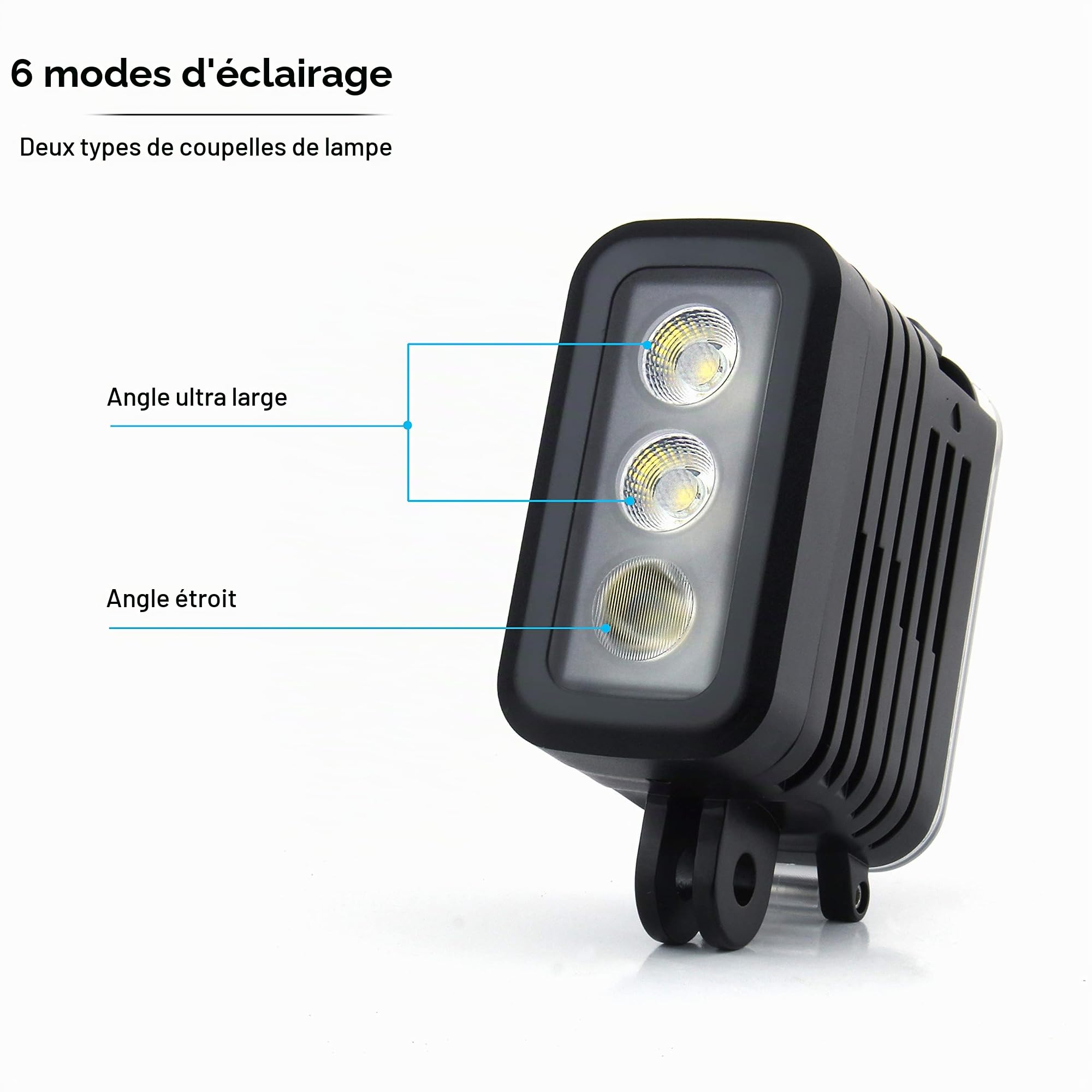 GEPULY Lampe sous-marine de plongée – 450 lm haute puissance 3 modes à intensité variable 50 m étanche LED pour GoPro Hero 13 12 11 10 9 8 7 6 5 4 3+ 3 DJI Osmo Action 3 4 5 Pro 6 AKASO