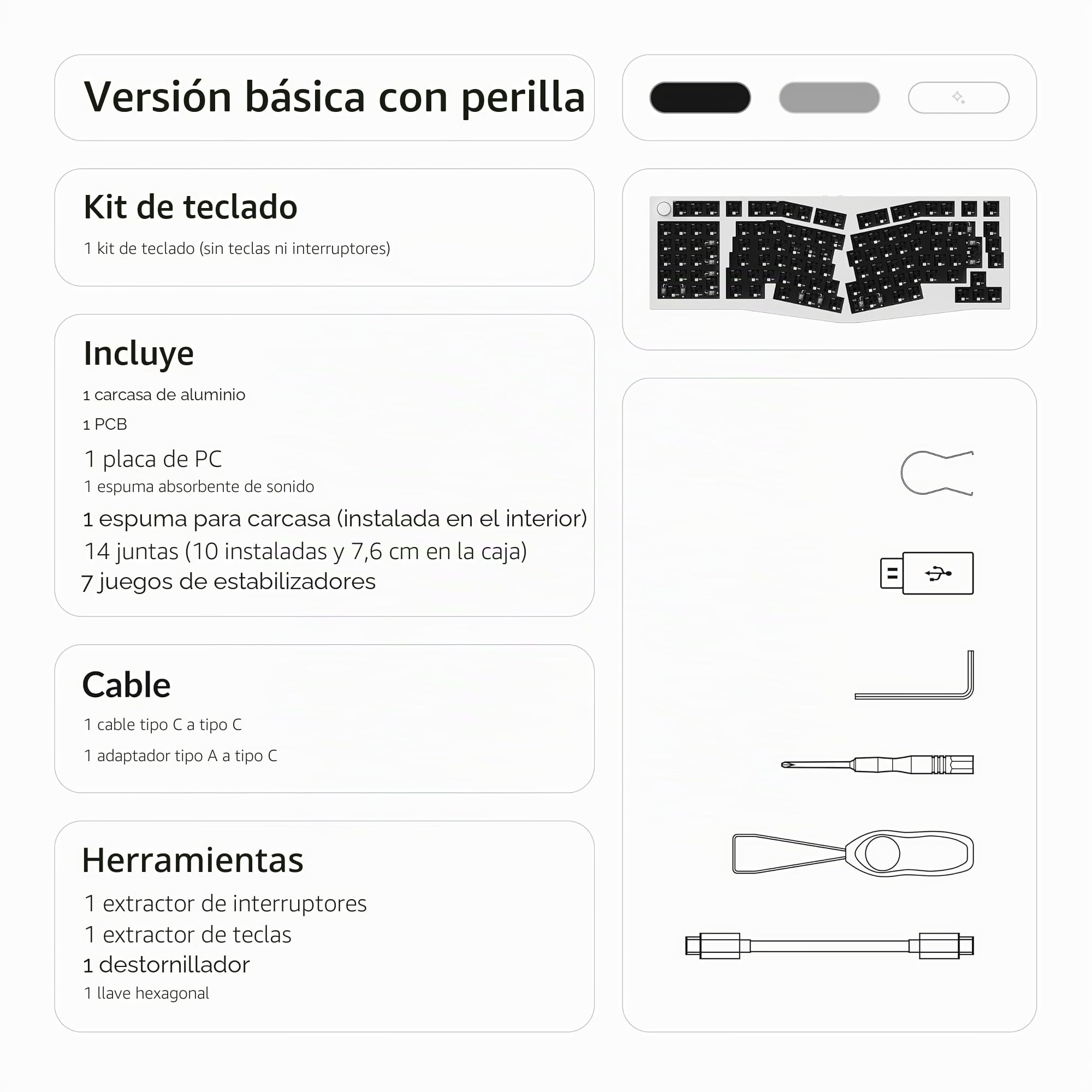 Keychron Q14 Pro Kit de Teclado Mecánico Alice 96% ISO, Cuerpo de Aluminio CNC, Programable QMK, RGB, Bluetooth 5.1, Kit de Juegos Barebone, para Interruptores de 3/5 Pines, Mac y Windows - Blanco