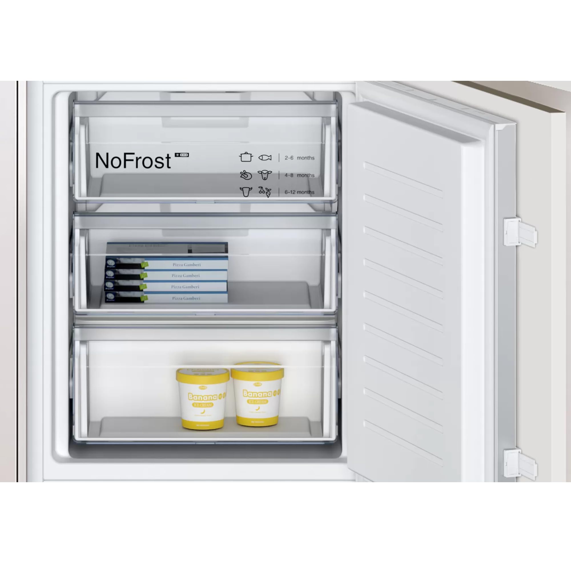 Balay - Frigorífico Combi Integrable, Puerta Deslizante, NoFrost, Cajón Fresh, 260 litros, 3KIE712F