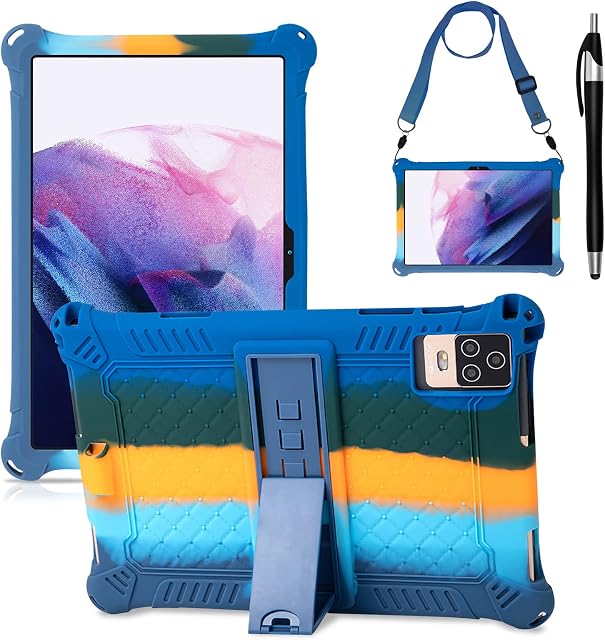 KATUMO Universal Silicone Case for 10.1 inch tablet, Case for Blackview Tab7 WIFI/ Tab8 WiFi/TECLAST Tab/OSCAL Tab/jumper 10.1"/ BENEVE 10"/HiGrace 10"/SGIN 10.1"/HotLight Tab with Pen Shoulder Strap