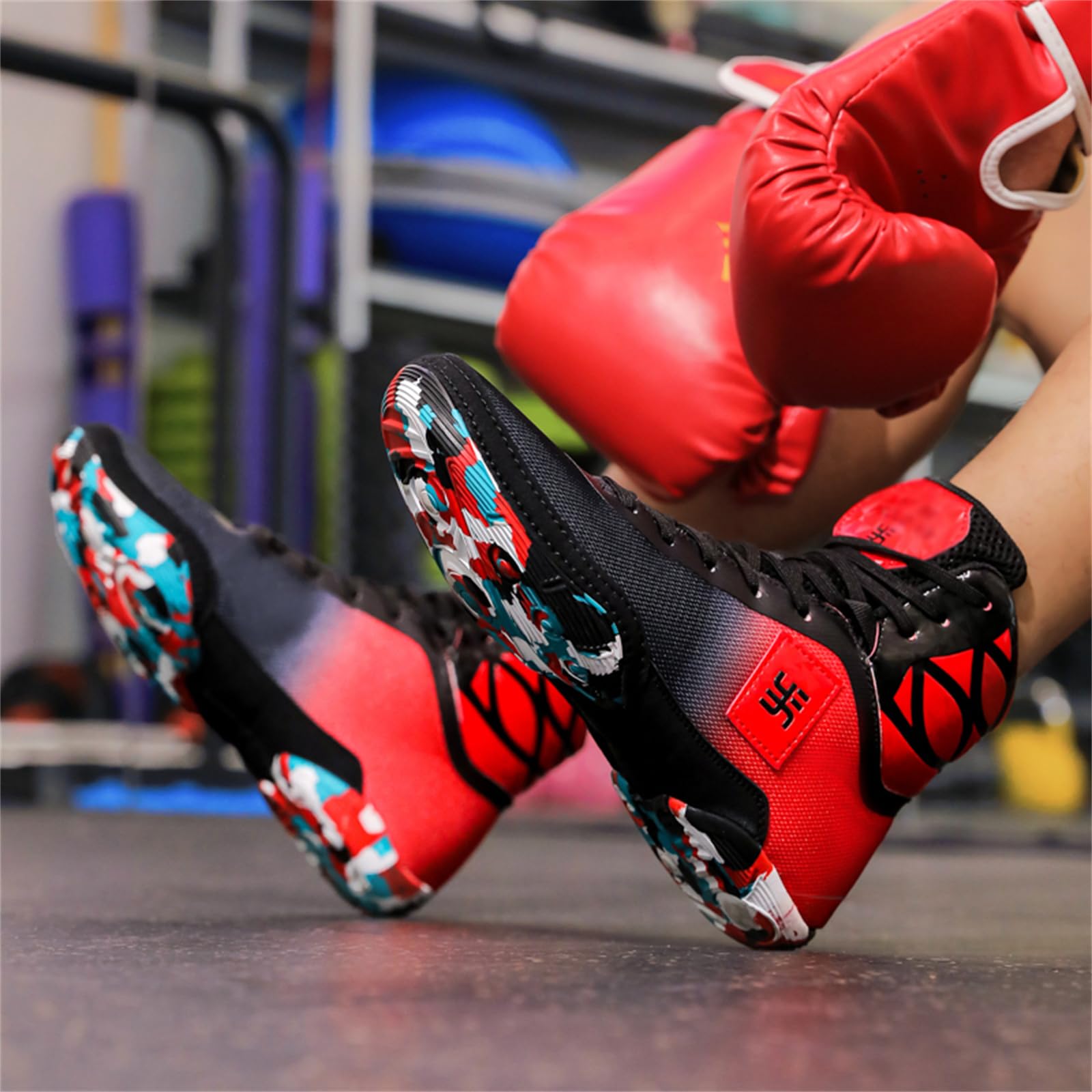 Scarpe da Boxe da Uomo E da Donna Suola Divisa Alte Comode per Il Fitness E Il Combattimento Indoor