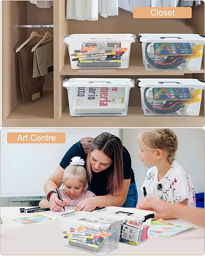 Miniatura 7 de NUMIFUN Contenedores de almacenamiento de plástico con tapas, paquete de 6 organizadores de almacenamiento, 7 cuartos de galón apilables con