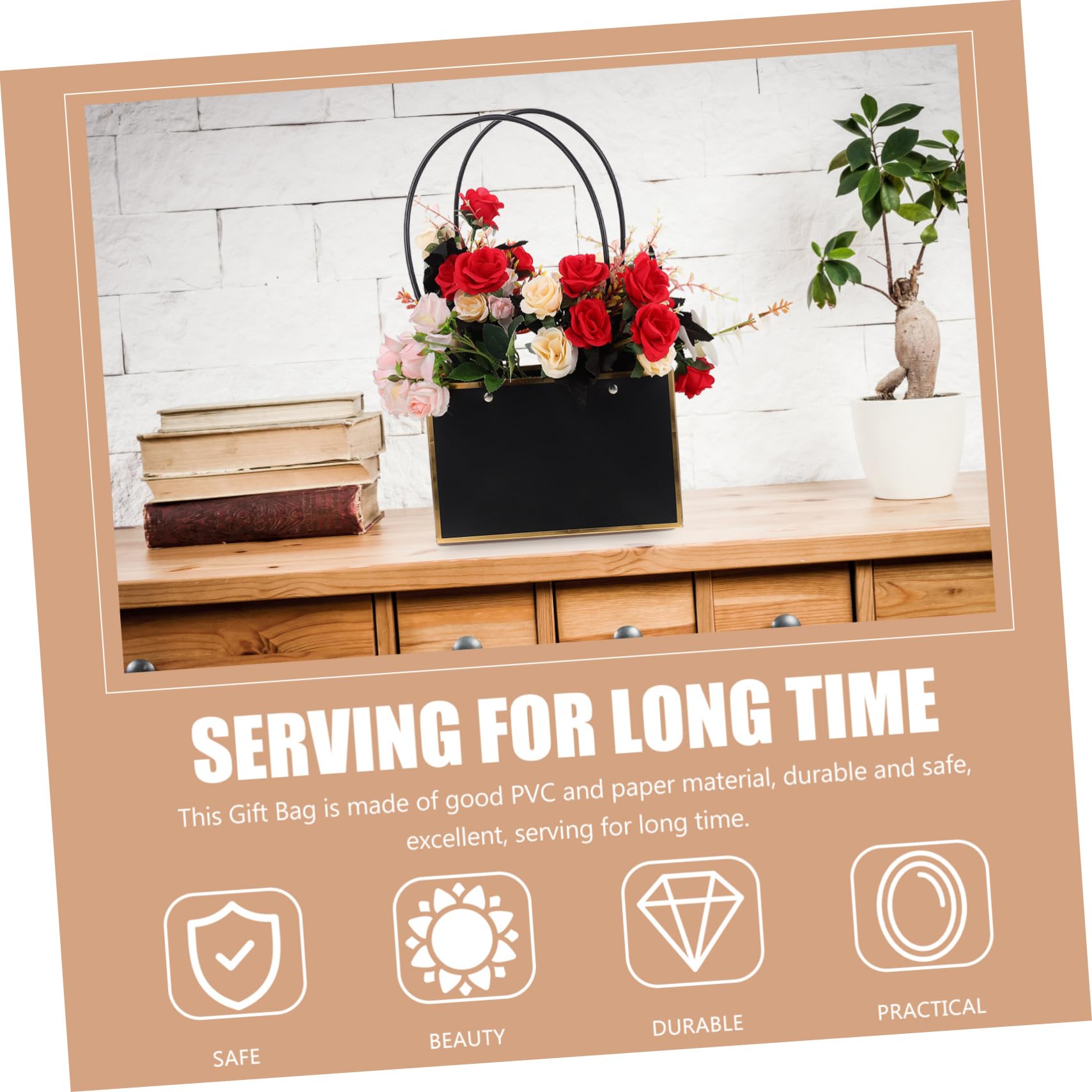 COLLBATH 10pezzi Borse Per Bouquet Con Sacchetti Per Fiori Porta Bouquet Kraft Nero Con Regali e