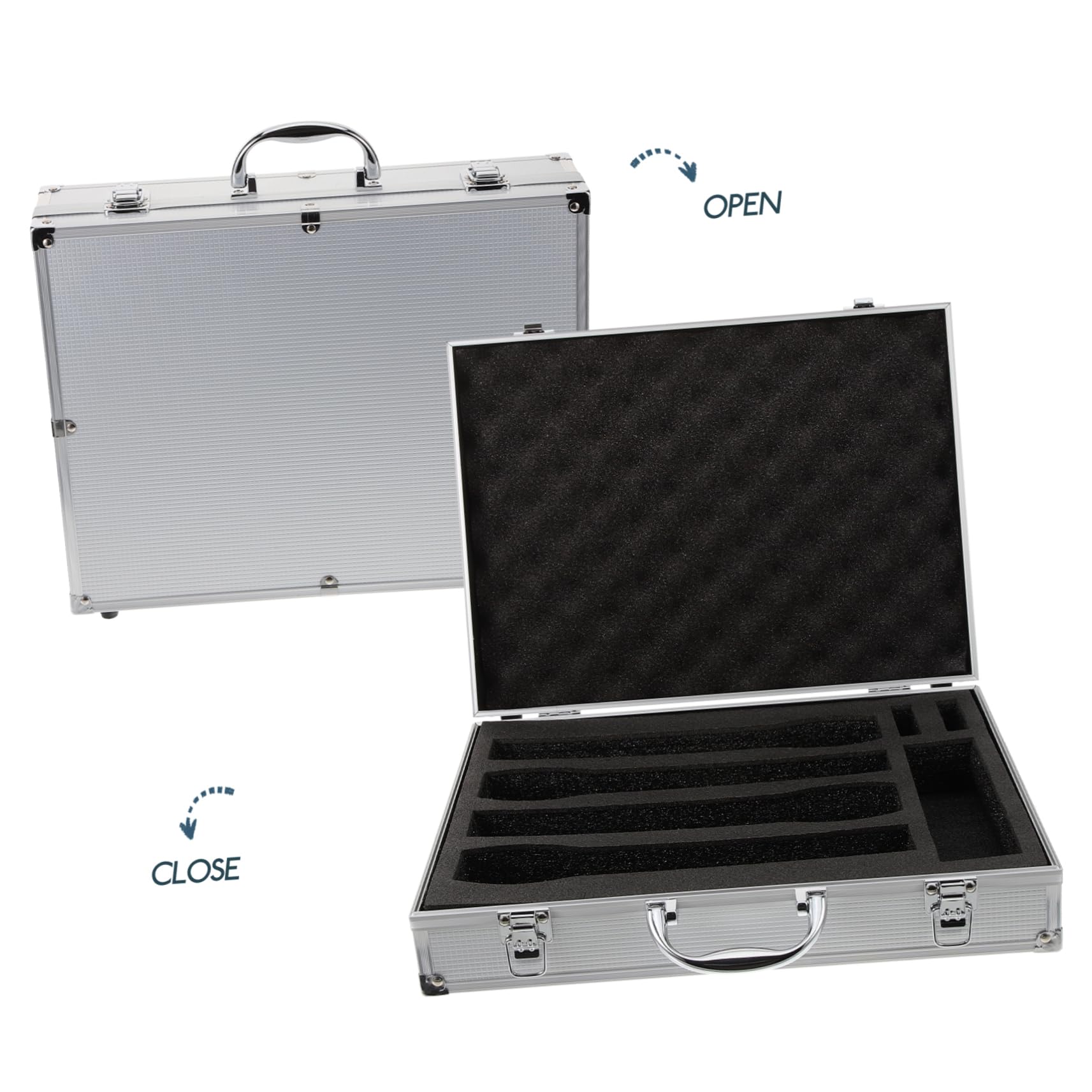 SUPVOX Custodia Rigida Capacità 4 Microfoni per Microfono Wireless con Maniglia Protezione Antipolvere Stabile in Lega di Alluminio con Schiuma per Viaggi