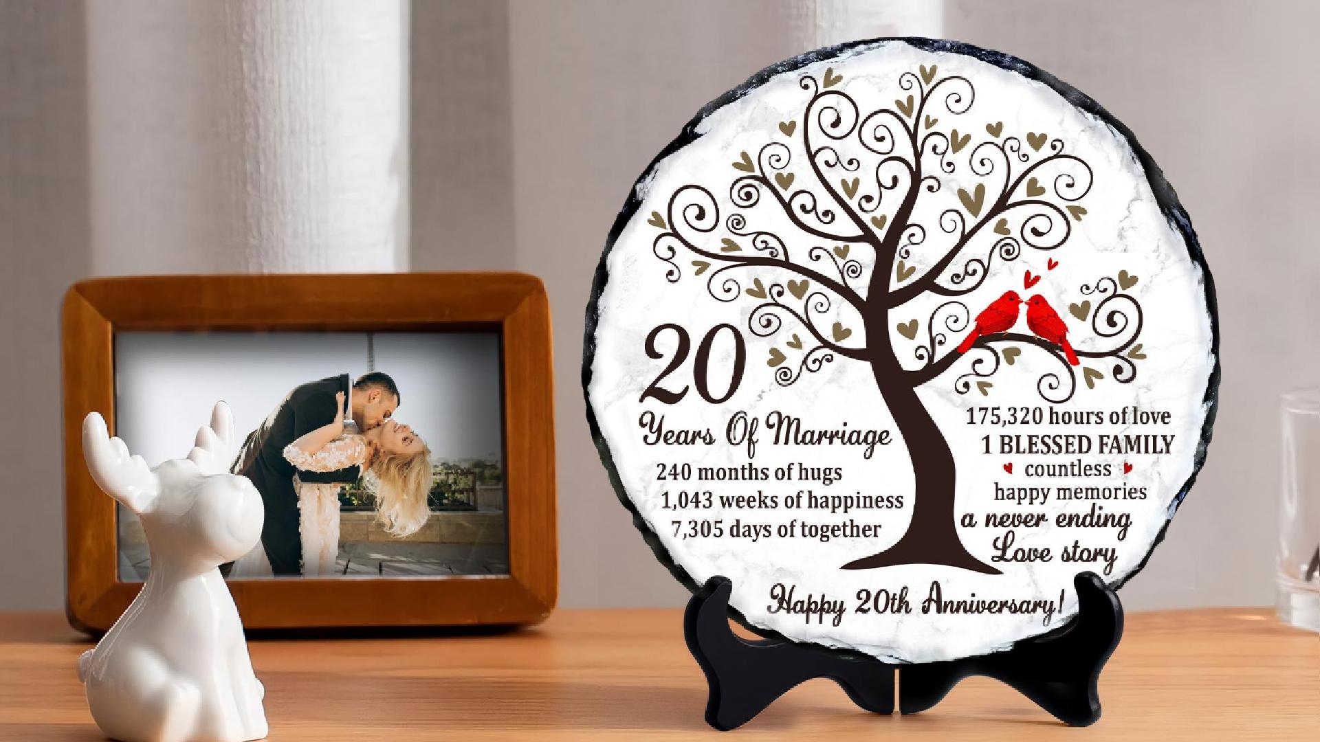 Bozspacer China Anniversary Slate Plate – 20th Anniversary Wedding
