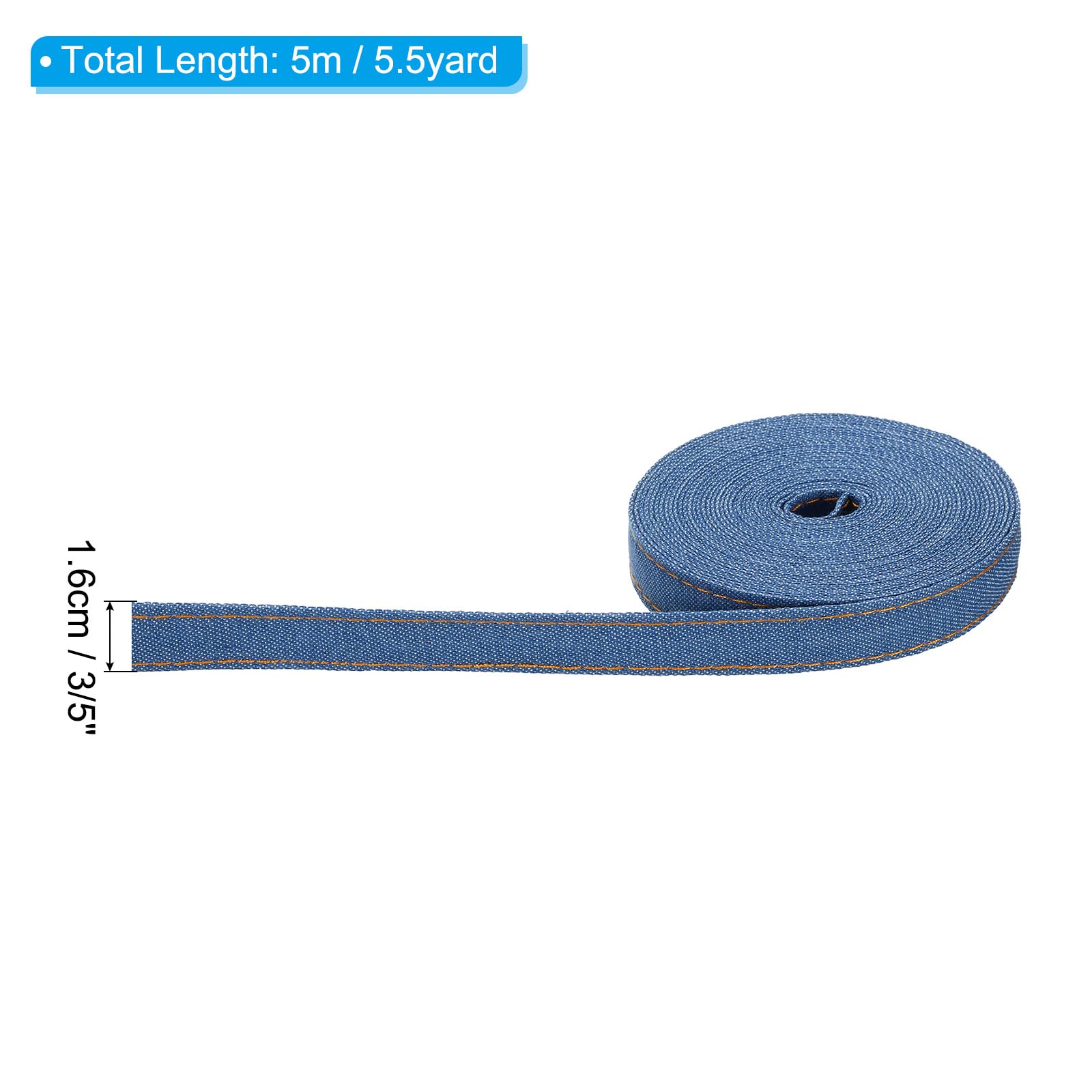 PATIKIL 3/5" Denim Ribbon - Image 2