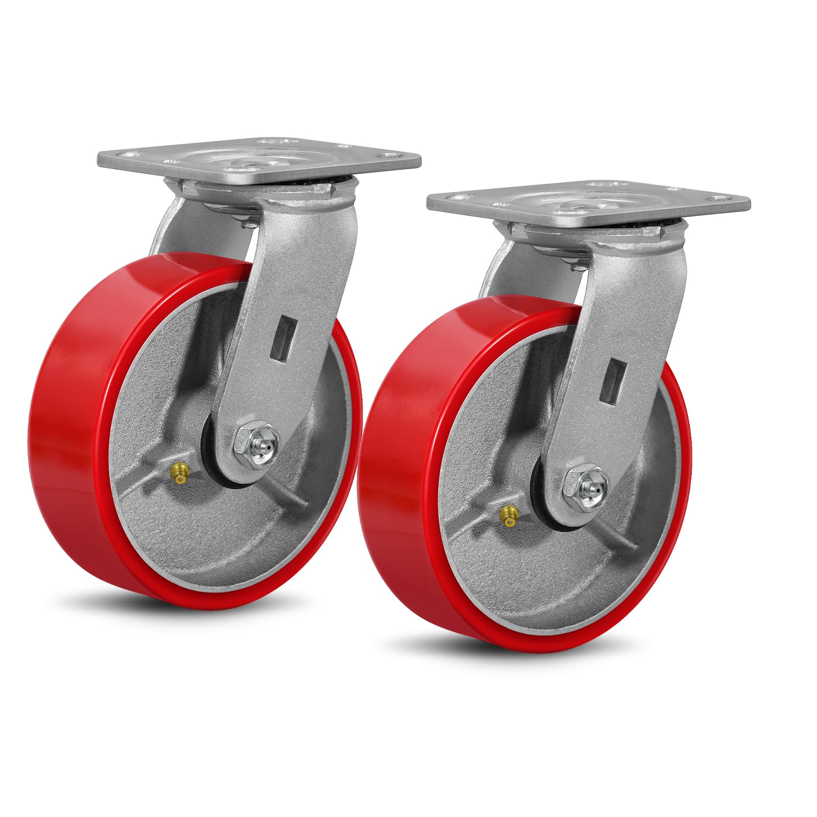 Heavy Duty Plate Casters - 4 Wheels, Brake & Swivel -24