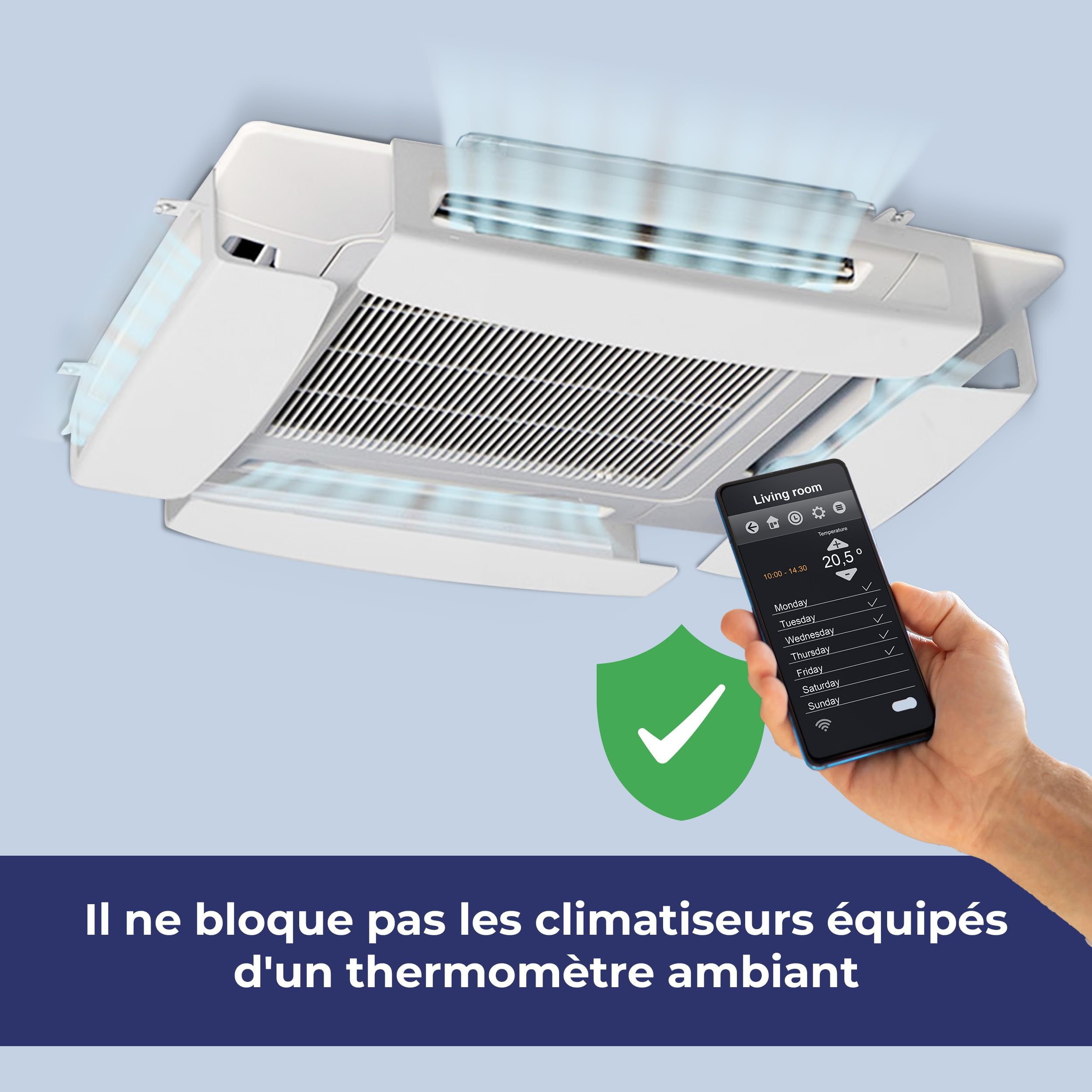 Quadro Deflecteur Climatisation De Plafond - KIT de 4 Déflecteurs Pour Climatiseurs à cassette - Facile à Installer - Blanc, Made in Italy
