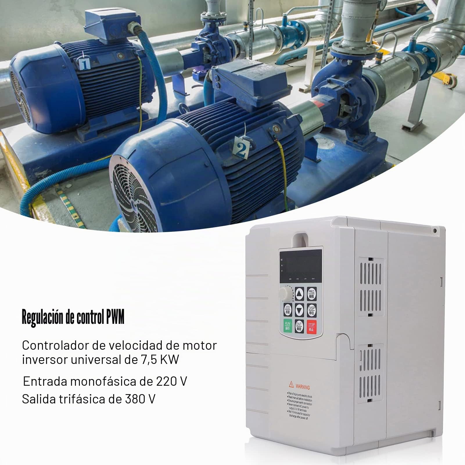 Convertidor de Frecuencia Regulador de Velocidad del Motor de 75 KW Entrada Monofásica de 220 V Salida Trifásica de 380 V Variador de Frecuencia