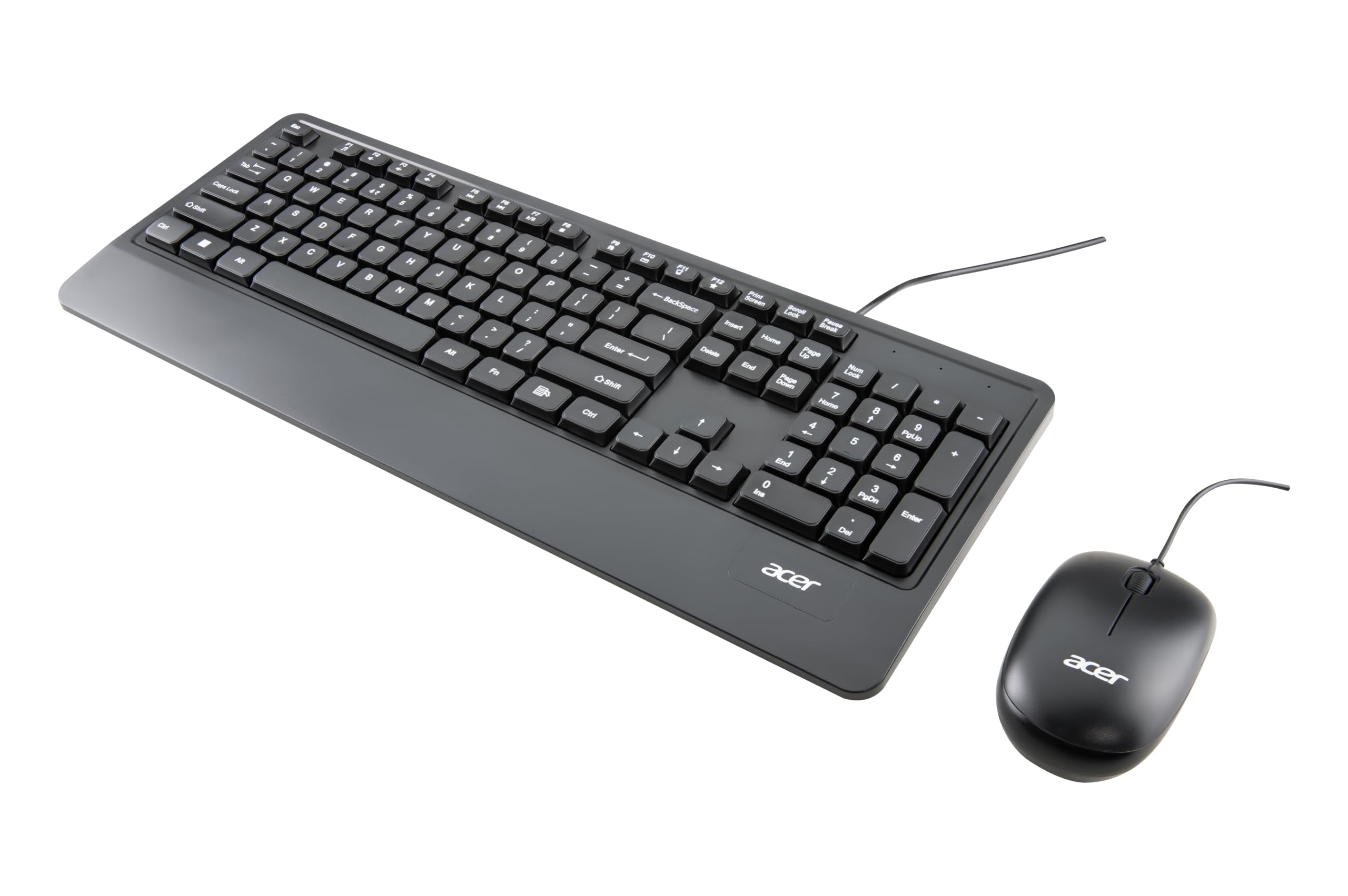 Acer Wired Keyboard & Mouse Combo with Palm Rest |Plug & Play USB 2.0, 1600 DPI, Co-Pilot Key, Rupee ₹ Symbol | 10m Range, 10M Keystroke Life | Windows & Mac Compatible – Black