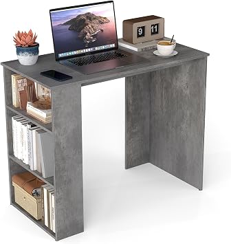COSTWAY Small Compact Computer Study Desk Grey, 90 x 45 x 74cm
